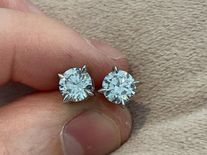 2.0 Carat Lab Created Diamond Stud Earrings: Sterling Silver Platinum Overlay