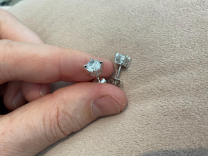 2.0 Carat Lab Created Diamond Stud Earrings: Sterling Silver Platinum Overlay