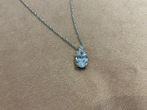 2.65 Carat Lab Created Diamond Oval Pendant: Platinum Plated Silver Necklace