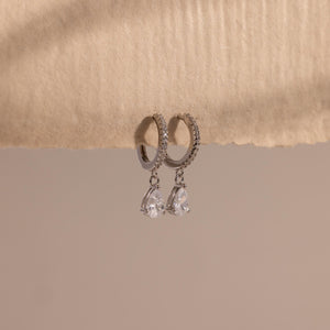 Elegant Diamond Hoop Earrings - Dangle Drop Pavé Huggie Hoops, Perfect Minimalist Gift for Her.