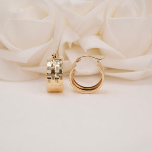 Stunning 14K Gold 8mm Textured Hoop Earrings - Elegance & Versatility for Her!.