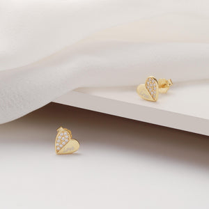 9Ct Gold Stud Earrings Heart Design 10 Mm Pair in Luxury Gift Box