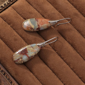 Jasper Teardrop Earrings: Natural Stone Healing Jewelry