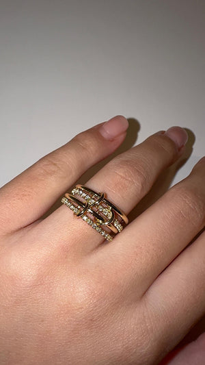 14K Gold Diamond Interlocking Rings, Stackable Eternity Set