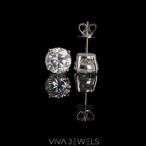 VVS1 2CT Moissanite Solitare Stud Earrings White Gold Plated, 8Mm