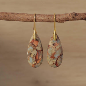 Jasper Teardrop Earrings: Natural Stone Healing Jewelry