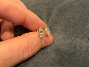 Lab Created 1.5Ct Marquise Diamond Earring: Gold Plated Sterling Silver