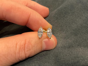 Lab Created 1.5Ct Marquise Diamond Earring: Gold Plated Sterling Silver