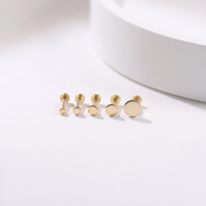 14K Solid Gold Tiny Dot Flat Back Stud - Sparkling Studs for Cartilage, Helix, Tragus & Nose Piercings.