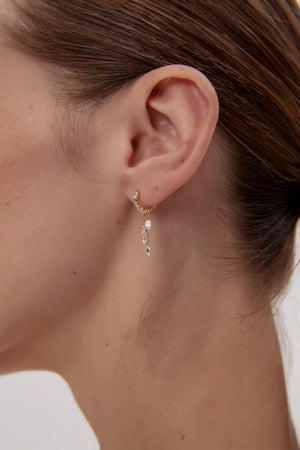 18K Gold Floating Marquise Diamond Charm Earring, Multi Diamond Dangle, Minimal Luxury Jewelry