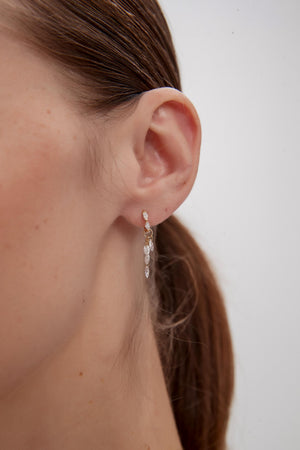 18K Gold Floating Marquise Diamond Charm Earring, Multi Diamond Dangle, Minimal Luxury Jewelry