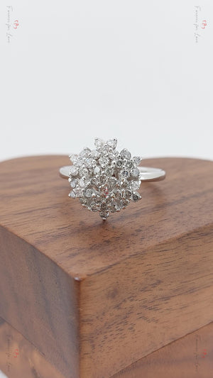 Vintage round Diamond Engagement Ring Unique Promise Ring White Gold Engagement Women Wedding Anniversary Gift.