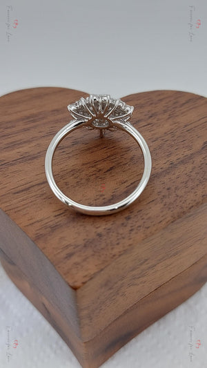 Vintage round Diamond Engagement Ring Unique Promise Ring White Gold Engagement Women Wedding Anniversary Gift.