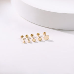 14K Solid Gold Tiny Dot Flat Back Stud - Sparkling Studs for Cartilage, Helix, Tragus & Nose Piercings.
