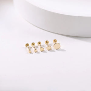 14K Solid Gold Tiny Dot Flat Back Stud - Sparkling Studs for Cartilage, Helix, Tragus & Nose Piercings.