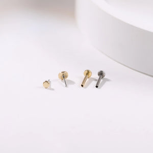 14K Solid Gold Tiny Dot Flat Back Stud - Sparkling Studs for Cartilage, Helix, Tragus & Nose Piercings.