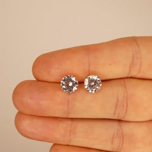Sparkling Lab Grown Diamond Stud Earrings | 5, 6, 7 or 8Mm | Silver Dainty Minimalist Studs | round Cut Diamonds | Gift for Her