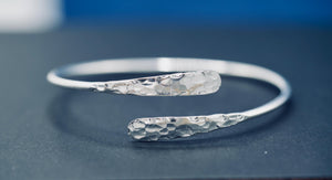 Tarnish-Free Hammered Silver Bracelet - Boho Rustic Bangle for Ethnic Style Lovers.