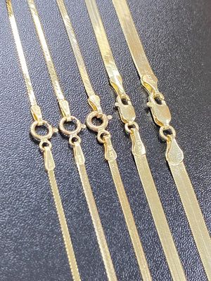 Elegant 14K Solid Gold Herringbone Necklace - Liquid Snake Link Design for Women, 1.25mm-4mm.