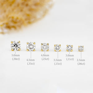Stunning 14K Gold Natural Diamond Solitaire Stud Earring with Secure Screw Back.