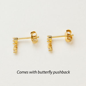 CZ Cubic Diamond Drop Dangle Studs, Dainty Tiny CZ Studs, 18K Gold Plated Sterling Silver Tiny Stud Earrings, Cartilage Stud, Gift for Her