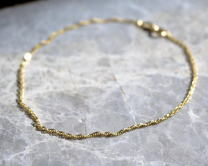 9Ct Yellow Gold Twist Curb Chain Anklet | Delicate Gold Ankle Bracelet
