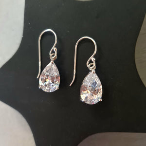 Small CZ Diamond Teardrop Earrings Sterling Silver Teardrop Wedding Earrings Dainty Crystal Drop Bridal Earrings Sparkly Prom Jewellery Gift