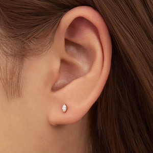 Premium Implant Grade Titanium Marquise Threadless Push Pin Labret Earrings - Flat Back Design for Comfort and Style.