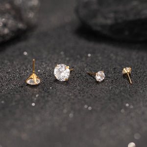 Titanium Tiny CZ Threadless Push Pin Labret Flat Back Earring