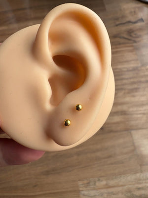 Luxurious 24K Solid Gold AU999 Minimalist Ball Stud Earrings.