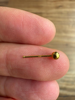 Luxurious 24K Solid Gold AU999 Minimalist Ball Stud Earrings.