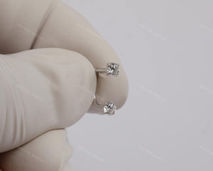 Sold as SINGLE- Waterproof 18G Titanium Flatback Front Back Earrings, Ear Jacket, Helix Stud, Tragus Stud, Daith Stud, Rook Stud