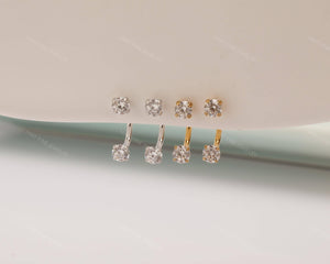 Sold as SINGLE- Waterproof 18G Titanium Flatback Front Back Earrings, Ear Jacket, Helix Stud, Tragus Stud, Daith Stud, Rook Stud