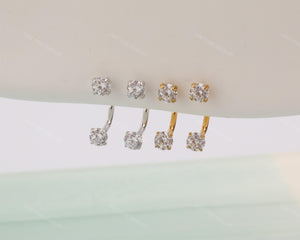 Sold as SINGLE- Waterproof 18G Titanium Flatback Front Back Earrings, Ear Jacket, Helix Stud, Tragus Stud, Daith Stud, Rook Stud