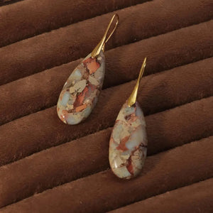 Jasper Teardrop Earrings: Natural Stone Healing Jewelry