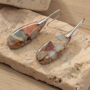 Jasper Teardrop Earrings: Natural Stone Healing Jewelry