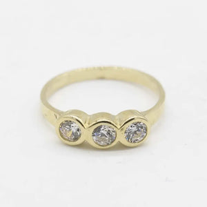 Kids Three-Stone CZ Pinky Ring Real 10K Yellow Gold Size 3