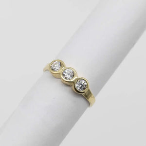Kids Three-Stone CZ Pinky Ring Real 10K Yellow Gold Size 3