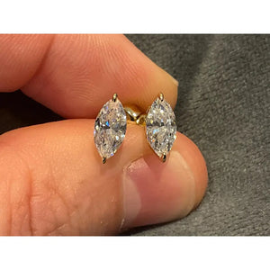 Lab Created 1.5Ct Marquise Diamond Earring: Gold Plated Sterling Silver