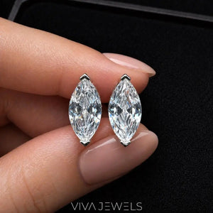 Lab Created Diamond Marquise Cut Earrings (1–2Ct) S925 Sterling Silver White Gold Plated