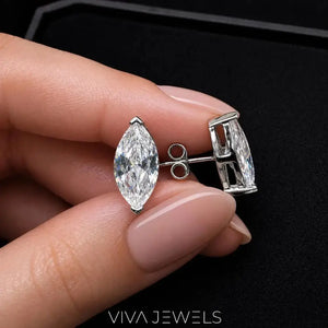 Lab Created Diamond Marquise Cut Earrings (1–2Ct) S925 Sterling Silver White Gold Plated