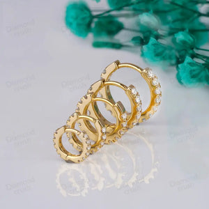 Lab Grown Diamond Earrings Small Hoop Earrings Cartilage Hoop Huggie Helix Hoops Thin Hoop Earrings Conch Earrings 14K Gold Diamond Hoop