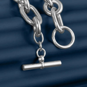 LARGE SILVER MIXED LINK CHAIN NECKLACE