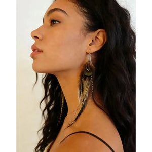 Locke Chicken Feathers Earring with Silver Hook, Party Earrings , Real Feather Earrings: Handmade Boho Style Emu & Rooster ,Gift for Her