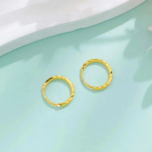 Luxurious 24K Gold Minimalist Wave Hoop Earrings for Elegant Women.