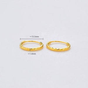 Luxurious 24K Gold Minimalist Wave Hoop Earrings for Elegant Women.