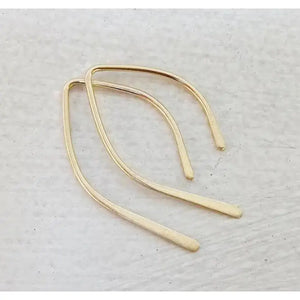 Minimalist 14K Gold Threader Hoops - 1 Inch Wishbone Design Earrings.