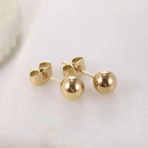 Minimalist Ball Stud Earrings: Stainless Steel Silver, Gold, Rose Gold, Black (3-7Mm)