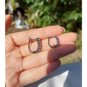 Moissanite Hoop Earrings, 925 Sterling Silver U Shape Huggies