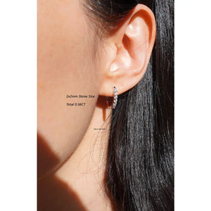 Moissanite Hoop Earrings, 925 Sterling Silver U Shape Huggies